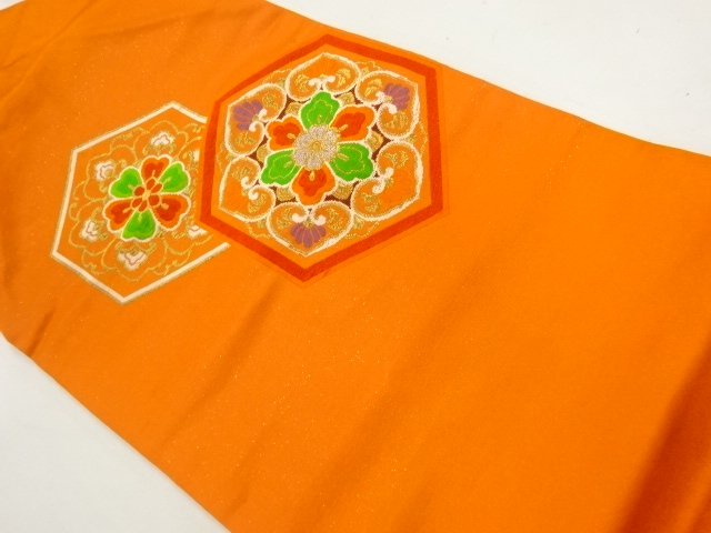 JAPANESE KIMONO / ANTIQUE NAGOYA OBI / WOVEN FLOWER CREST